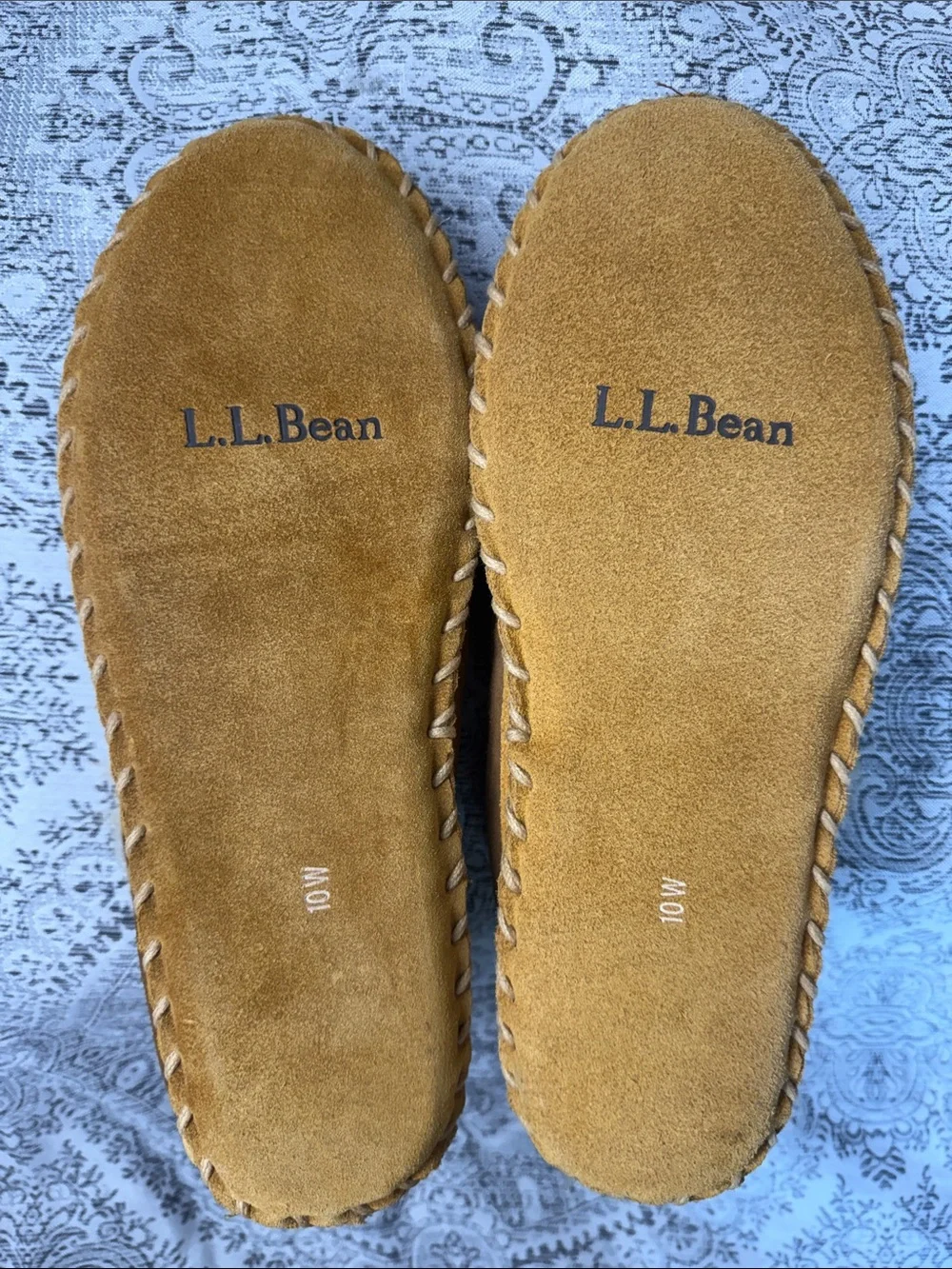 Men's Brown Suede Shearling-Lined Slippers - Size 10